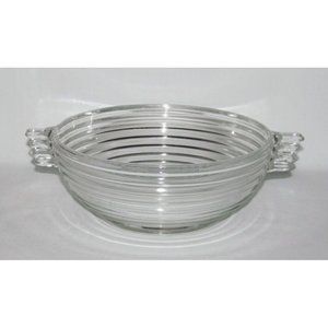 Anchor Hocking MANHATTAN Horizontal Ribbed Crystal Medium Two-Handled Salad Bowl